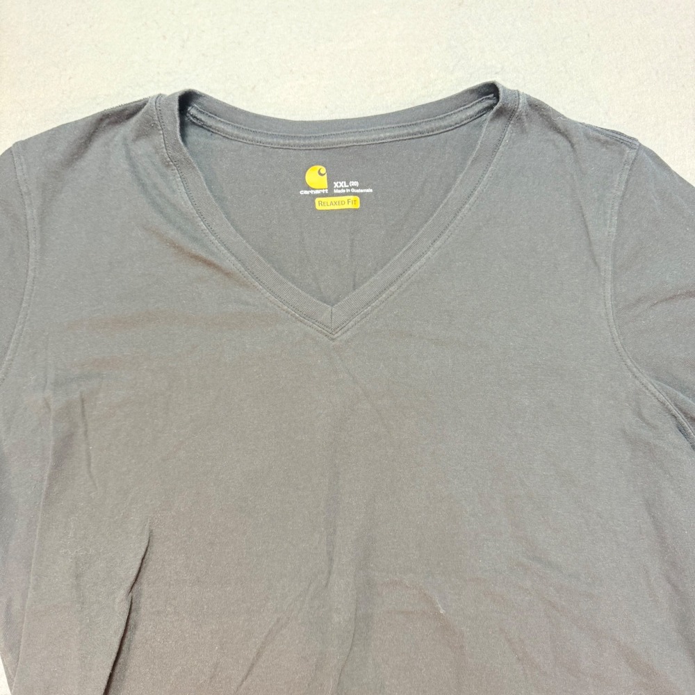 Carhartt XXL V-Neck T-Shirt Gray Relaxed Fit Casual Workwear Tee women's, Work